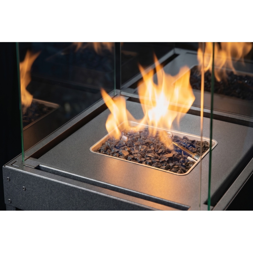 Brilagi - Cheminée extérieure au gaz FLARO GAS 142 x 36 cm 8 kW 1 x pile AAA anthracite + housse de protection