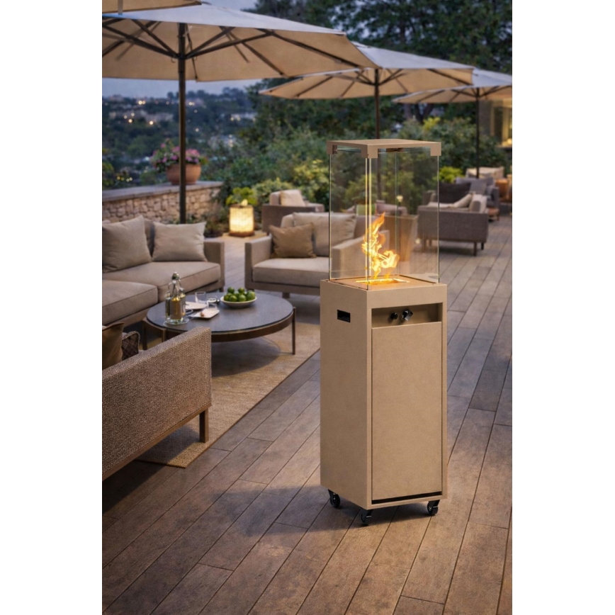 Brilagi - Cheminée extérieure à gaz FLARO GAS 142x36 cm 8kW 1xAAA beige + housse de protection