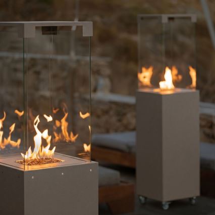 Brilagi - Cheminée extérieure à gaz FLARO GAS 142x36 cm 8kW 1xAAA beige + housse de protection