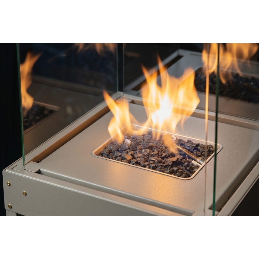 Brilagi - Cheminée extérieure à gaz FLARO GAS 142x36 cm 8kW 1xAAA beige + housse de protection