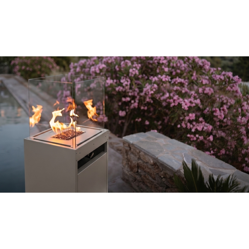 BRILAGI - Cheminée extérieure au gaz FLARO GAS 142x36 cm 8kW 1xAAA beige + housse de protection