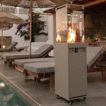 Brilagi - Cheminée extérieure à gaz FLARO GAS 142x36 cm 8kW 1xAAA beige + housse de protection