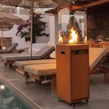 BRILAGI - Cheminée extérieure à gaz FLARO GAS 142x36 cm 8kW 1xAAA rouille/marron + housse de protection