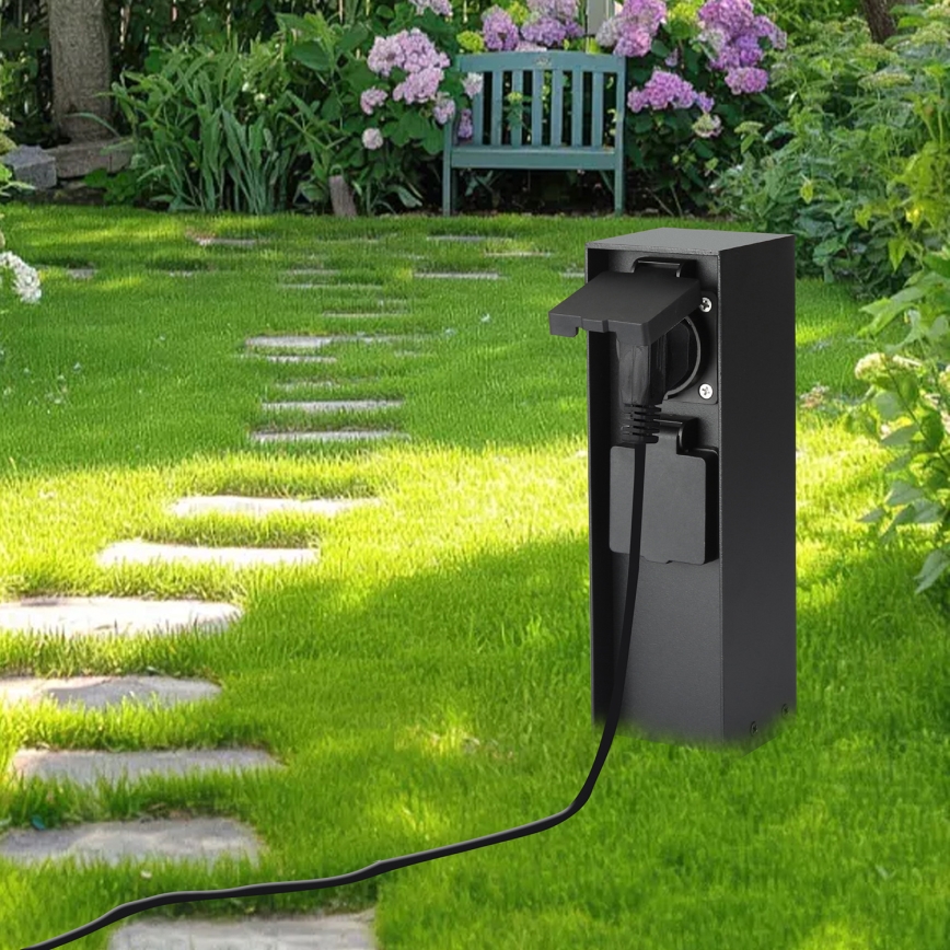 Brilagi - Colonne de prises d'extérieur PILLAR 2Z SCHUKO 230V IP44 noire