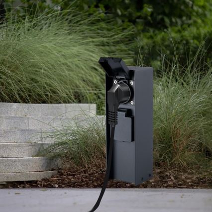 Brilagi - Colonne de prises d'extérieur PILLAR 2Z SCHUKO 230V IP44 noire