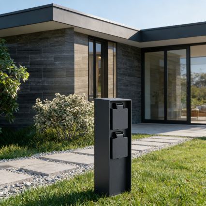Brilagi - Colonne de prises d'extérieur PILLAR 2Z SCHUKO 230V IP44 noire