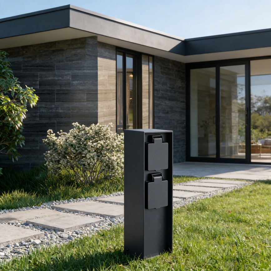Brilagi - Colonne de prises d'extérieur PILLAR 2Z SCHUKO 230V IP44 noire