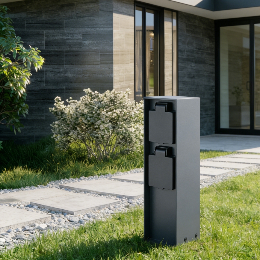 BRILAGI - Colonne de prises extérieur PILLAR 2Z SCHUKO 230V IP44 anthracite