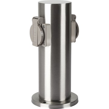 Brilagi - Colonne de prises extérieur PILLAR 2Z SCHUKO 230V IP44 chrome mat