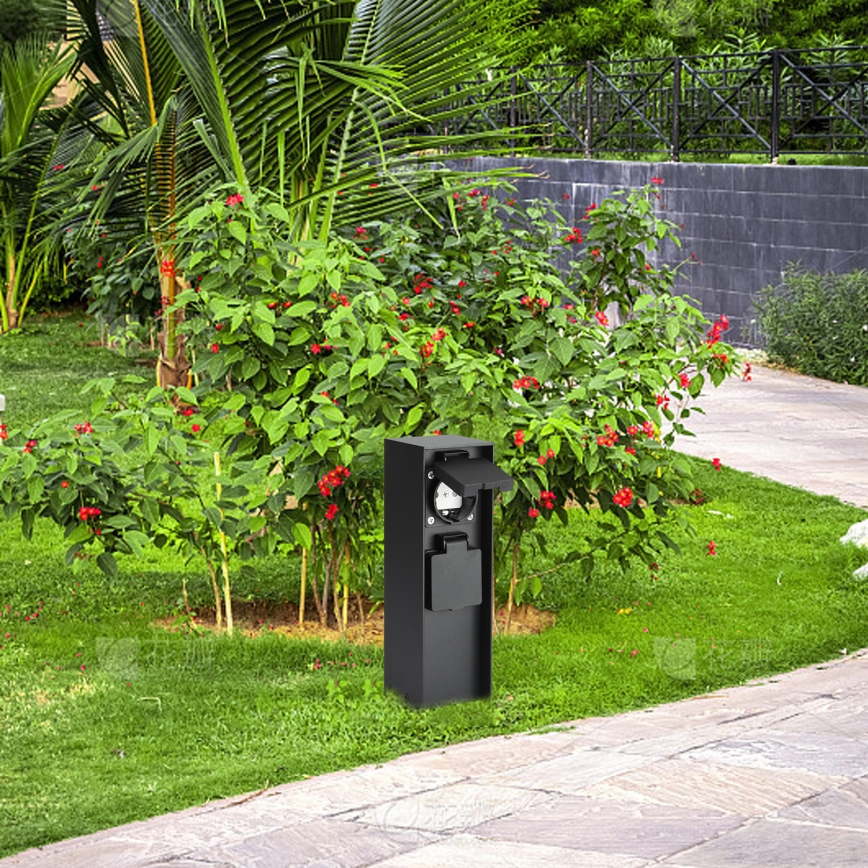 Brilagi - Colonne de prises extérieur PILLAR 2Z SCHUKO 230V IP44 noir