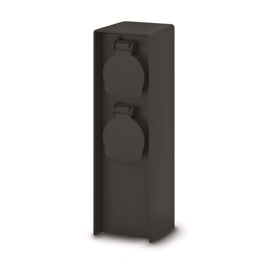 Brilagi - Colonne de prises extérieure 2 prises 230V IP44 SCHUKO noire