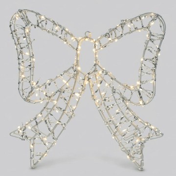 BRILAGI - Décoration de Noël d'extérieur LED/3,6W/8 fonctions IP44 41 cm blanc chaud noeud/argenté