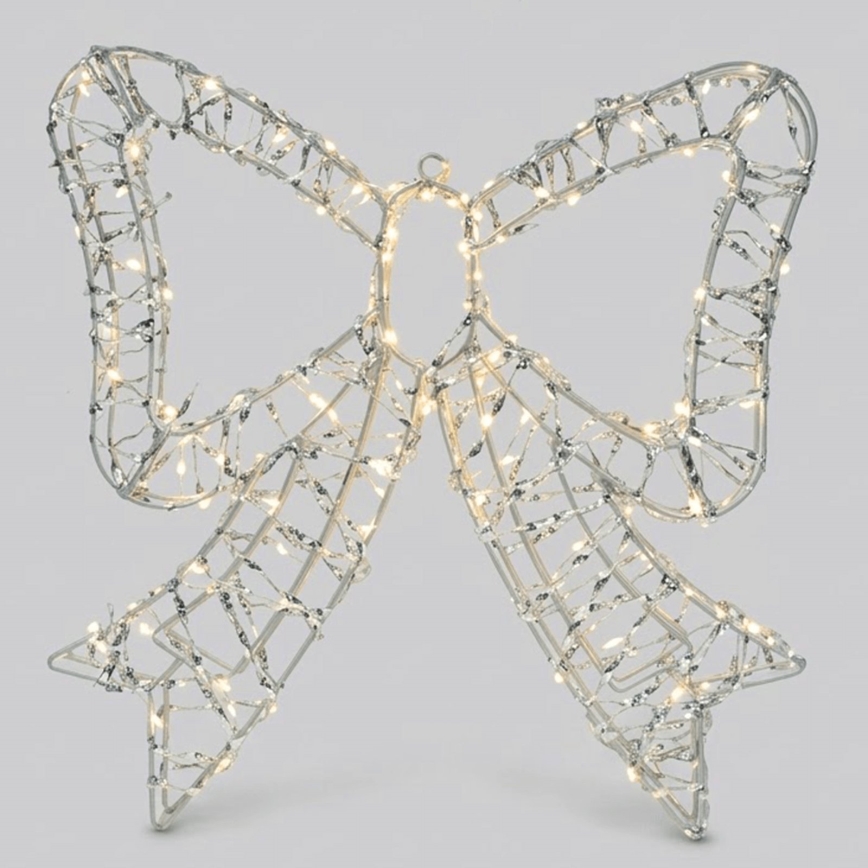 BRILAGI - Décoration de Noël d'extérieur LED/3,6W/8 fonctions IP44 41 cm blanc chaud noeud/argenté