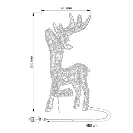 BRILAGI - Décoration de Noël extérieure LED/3,3W/230V IP44 60x37 cm renne