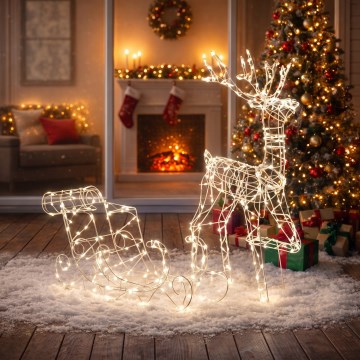 BRILAGI - Décoration de Noël extérieure LED/3,6W/8 fonctions IP44 100 cm renne blanc chaud