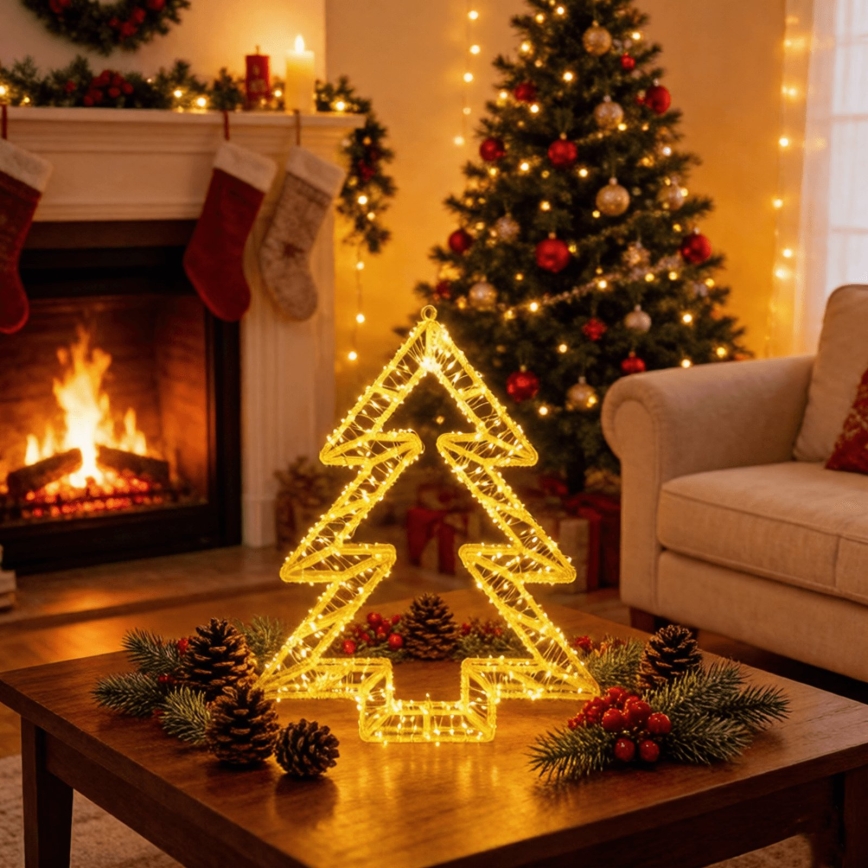 BRILAGI - Décoration de Noël extérieure LED/6W/8 fonctions 43 cm IP44 sapin blanc chaud