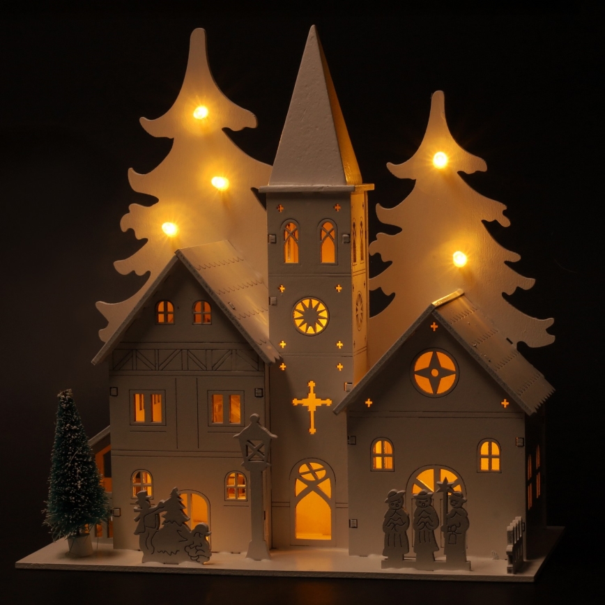Brilagi - Décoration de Noël LED/2xAA Église miniature
