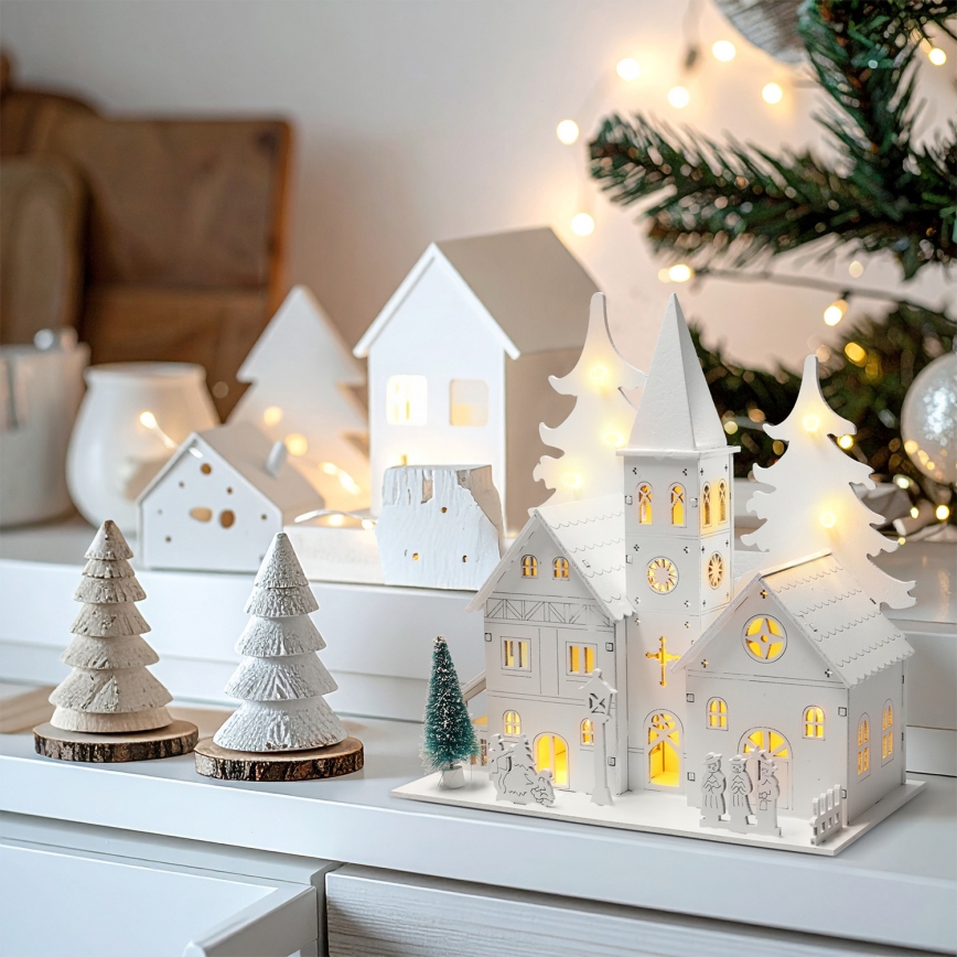 Brilagi - Décoration de Noël LED/2xAA Église miniature