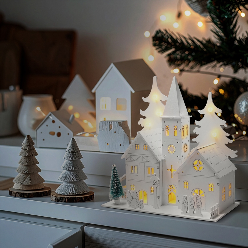 Brilagi - Décoration de Noël LED/2xAA Église miniature
