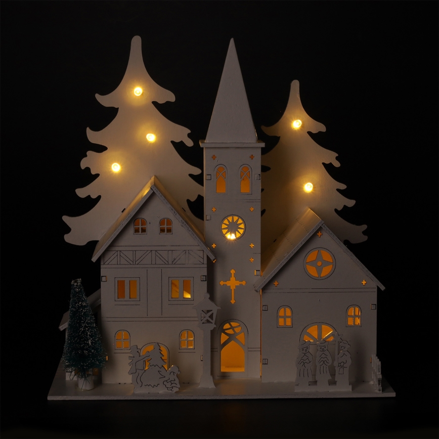 Brilagi - Décoration de Noël LED/2xAA Église miniature