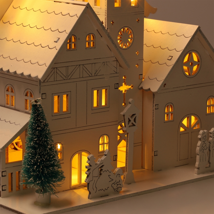 Brilagi - Décoration de Noël LED/2xAA Église miniature