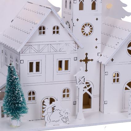 Brilagi - Décoration de Noël LED/2xAA Église miniature