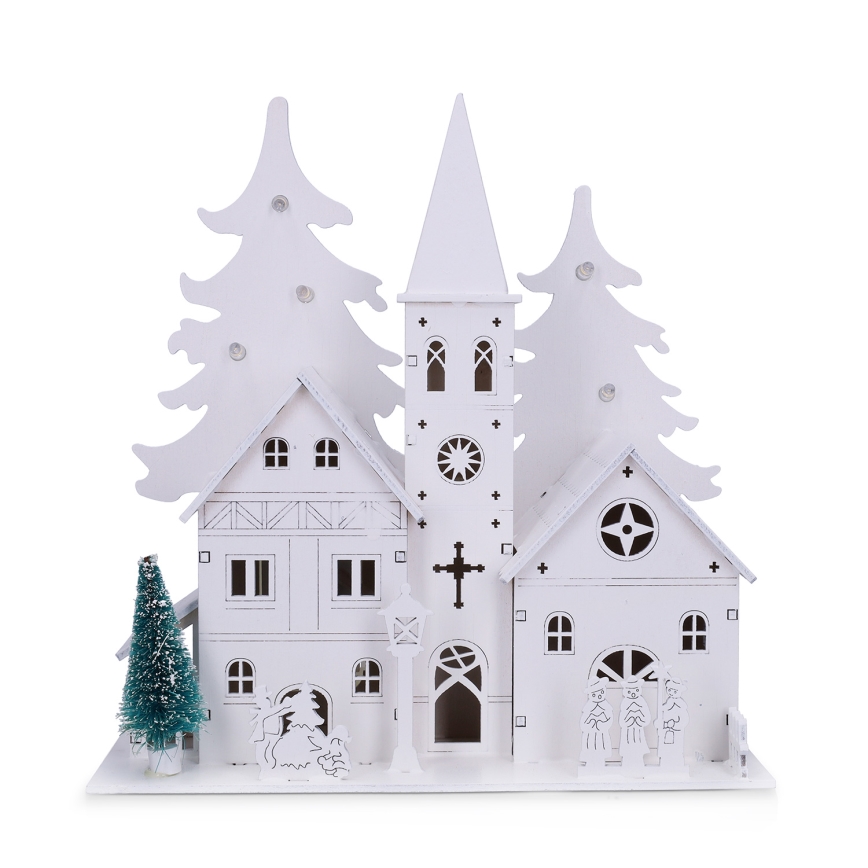 Brilagi - Décoration de Noël LED/2xAA Église miniature
