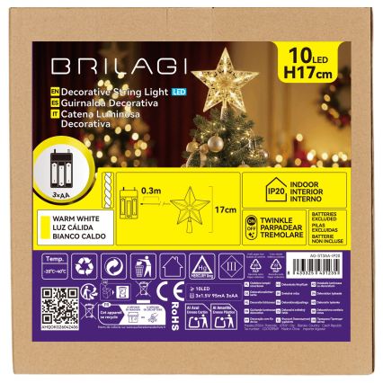 BRILAGI - décoration de Noël LED/3xAA étoile 17 cm blanc chaud