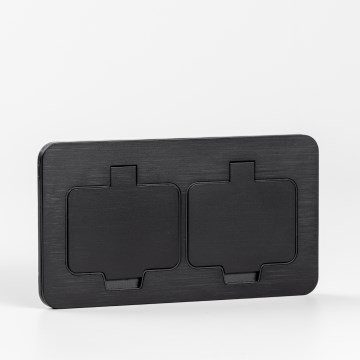 Brilagi - Double prise de sol encastrable pour extérieur IP55, noire, rectangulaire