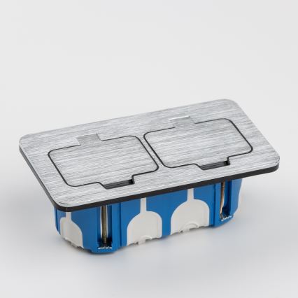 Brilagi - Double prise encastrable INBOX IP55, chrome mat, rectangulaire pour cuisine