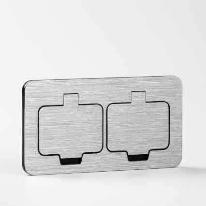 BRILAGI - Double prise encastrable INBOX IP55, chrome mat, rectangulaire pour cuisine