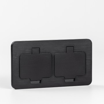 Brilagi - Double prise encastrable INBOX IP55 pour cuisine, rectangulaire, noire