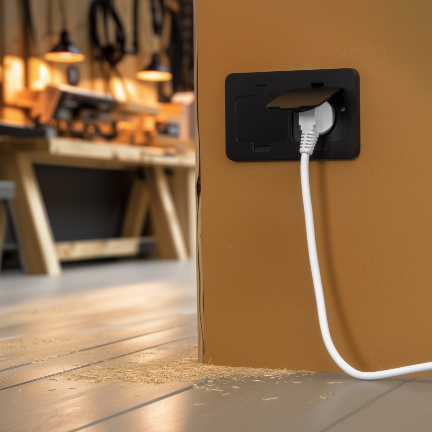 Brilagi - Double prise encastrable INBOX IP55 pour cuisine, rectangulaire, noire