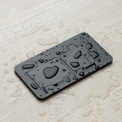 Brilagi - Double prise encastrable INBOX IP55 pour cuisine, rectangulaire, noire