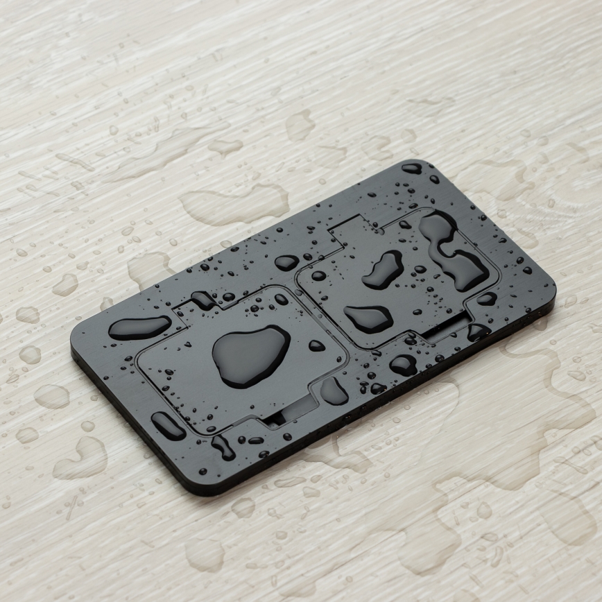 Brilagi - Double prise encastrable INBOX IP55 pour cuisine, rectangulaire, noire