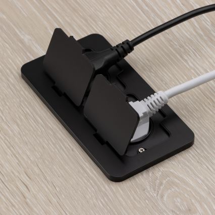 Brilagi - Double prise encastrable INBOX IP55 pour cuisine, rectangulaire, noire