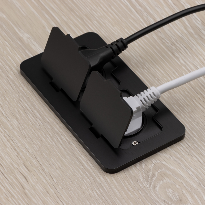 Brilagi - Double prise encastrable INBOX IP55 pour cuisine, rectangulaire, noire