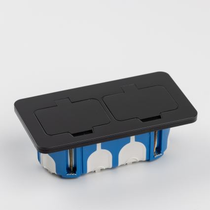 Brilagi - Double prise encastrable INBOX IP55 pour cuisine, rectangulaire, noire