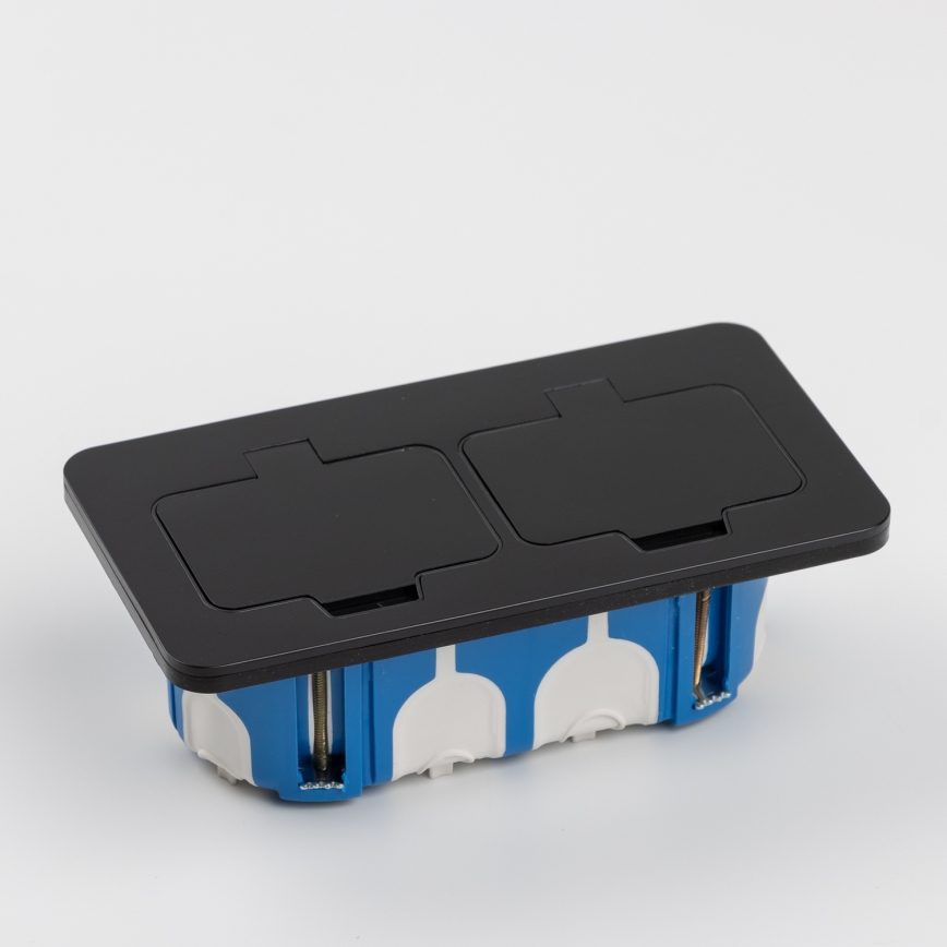 Brilagi - Double prise encastrable INBOX IP55 pour cuisine, rectangulaire, noire
