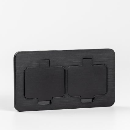 BRILAGI - Double prise encastrable INBOX IP55 pour cuisine, rectangulaire, noire