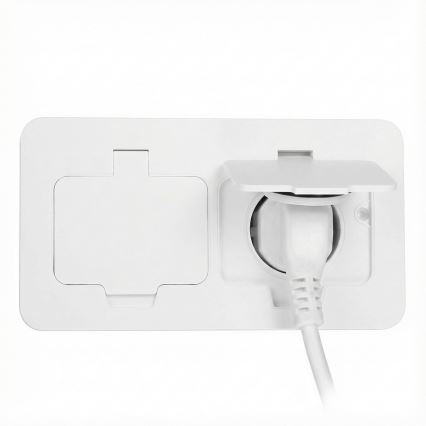 Brilagi - Double prise encastrée de sol pour extérieur IP55, blanche, rectangulaire