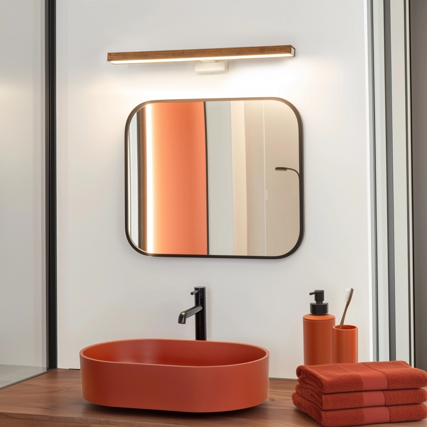 Brilagi - Éclairage de miroir salle de bain WOODY MIRROR LED/12W/230V 60 cm IP44 chêne cerise/blanc