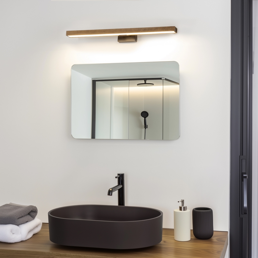 Brilagi - Éclairage de miroir salle de bain WOODY MIRROR LED/12W/230V 60 cm IP44 chêne noyer/noir