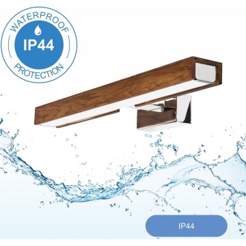 Brilagi - Éclairage de miroir salle de bain WOODY MIRROR LED/8W/230V 40 cm IP44 chêne cerise/chrome brillant