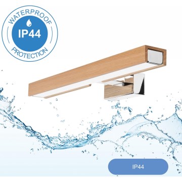 Brilagi - Éclairage de miroir salle de bain WOODY MIRROR LED/8W/230V 40 cm IP44 chêne/chrome brillant