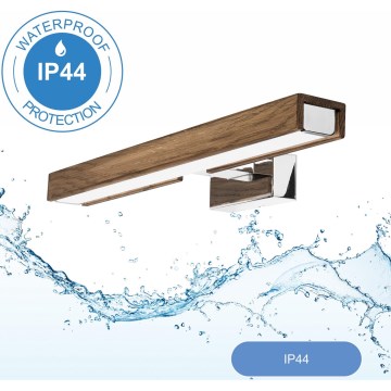 Brilagi - Éclairage de miroir salle de bain WOODY MIRROR LED/8W/230V 40 cm IP44 chêne noyer/chrome brillant