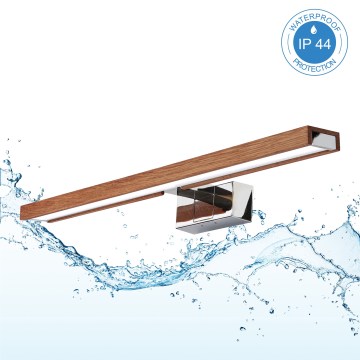 Brilagi - Éclairage LED 3-en-1 pour miroir de salle de bains WOODY MIRROR LED/12W/230V 60 cm IP44 chrome brillant/chêne cerisier