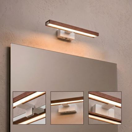 Brilagi - Éclairage LED 3-en-1 pour miroir de salle de bain WOODY MIRROR LED/8W/230V 40 cm IP44 blanc/chêne cerisier