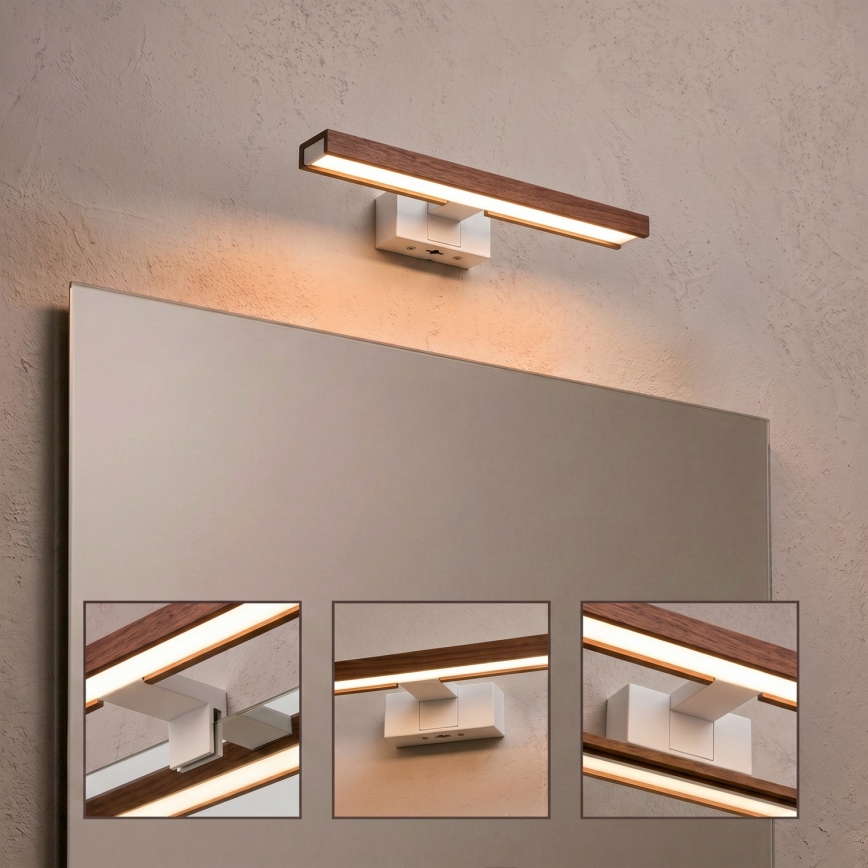 Brilagi - Éclairage LED 3-en-1 pour miroir de salle de bain WOODY MIRROR LED/8W/230V 40 cm IP44 blanc/chêne cerisier