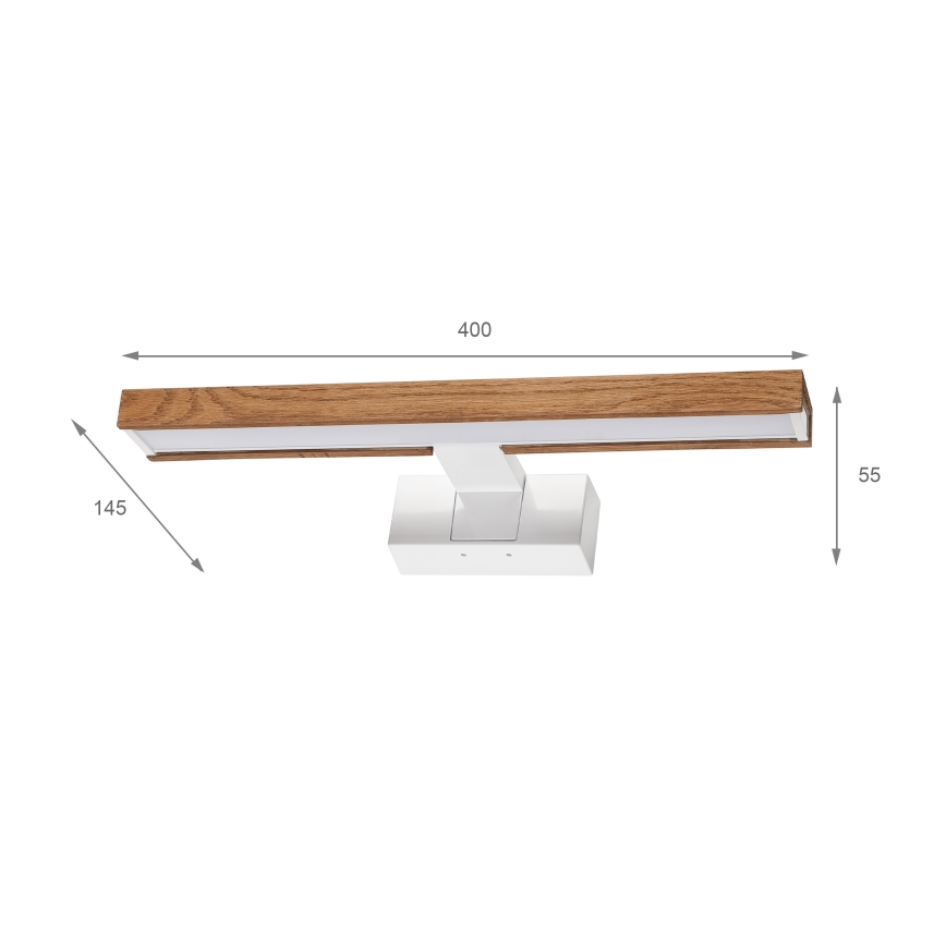 Brilagi - Éclairage LED 3-en-1 pour miroir de salle de bain WOODY MIRROR LED/8W/230V 40 cm IP44 blanc/chêne cerisier